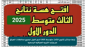 رابط مباشر نتائج الثالث متوسط 2025 الدور الأول لجميع محافظات العراق عبر وزارة التربية العراقية الرسمية